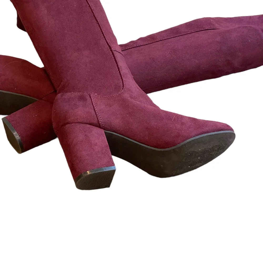 New Treasure & Bond Microfiber Over the Knee Boots Burgundy Women’s Size 5.5M
